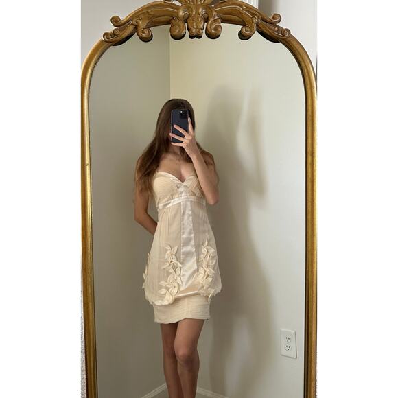 Vintage Sue Wong Silk Beaded Floral Applique Mini Cocktail Dress - Picture 1 of 15